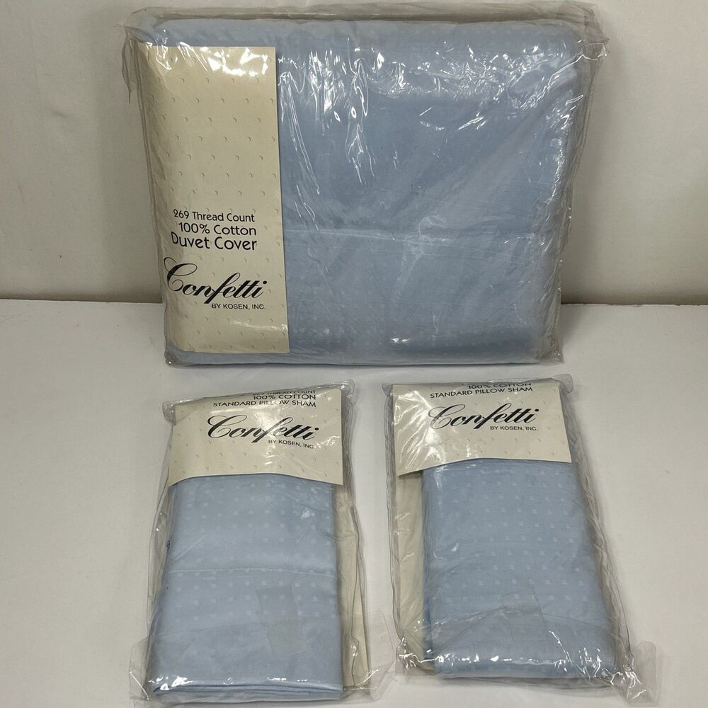 Confetti Kosen King Duvet Cover & Shams Dot Blue Set European Style Cotton